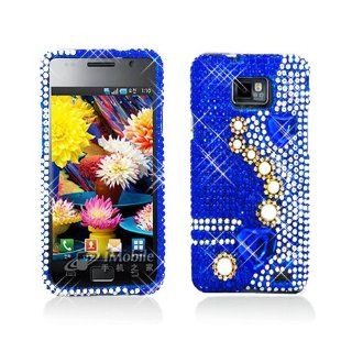 Blue Heart Pearl Bling Gem Jeweled Crystal Cover Case for Samsung Galaxy S2 S II AT&T i777 SGH i777 Attain i9100 Cell Phones & Accessories