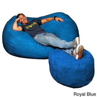 Theater Sacks Llc Theater Sack 6 foot Bean Bag Couch In Plush Microsuede Fabric Blue Size Jumbo