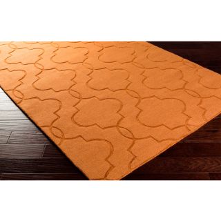 Surya Carpet, Inc Hand Loomed Sedona Casual Solid Tone on tone Moroccan Trellis Wool Area Rugs (8 X 11) Orange Size 8 x 11