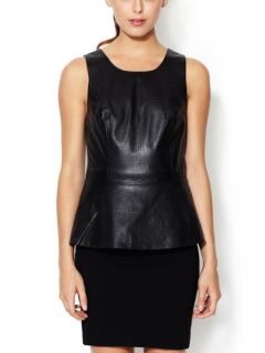 Embossed Leather Peplum Top by The Letter