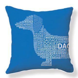Naked Decor Dachshund Typography Pillow dach type/blue