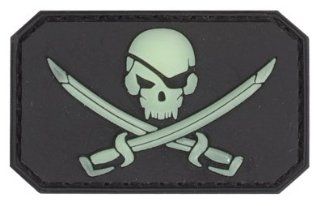 Skull and Swords Glow in the Dark PVC Matrix Velcro Morale Patch (Black) Sports & Outdoors