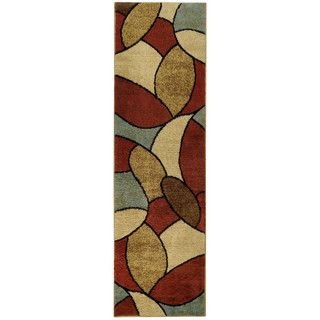 Multicolored Oval Tiles Contemporary Rug (111 X 611 Runner)