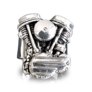 Silver HARLEY DAVIDSON RING Panhead Engine Biker Ring Twin Head Mc   Size 4 Jewelry