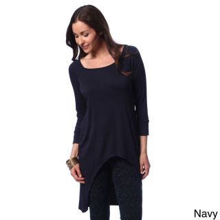 24/7 Comfort Apparel 24/7 Comfort Apparel Womens High low Long Sleeve Tunic Top Navy Size L (12  14)