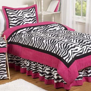 Sweet Jojo Designs Sweet Jojo Designs Girls Funky Zebra 3 piece Full/queen Comforter Set Black Size Full  Queen