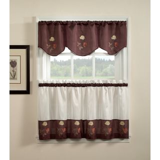 Rose 3 piece Curtain Tier And Valance Set