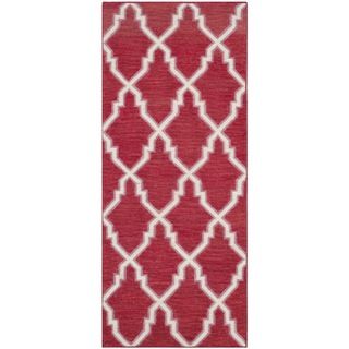 Safavieh Hand woven Moroccan Dhurries Red/ Ivory Wool Rug (26 X 6)
