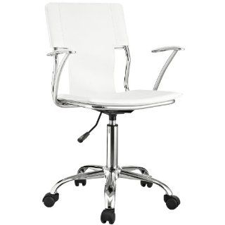 LexMod Studio Office Chair in White Vinyl   Desk Chairs