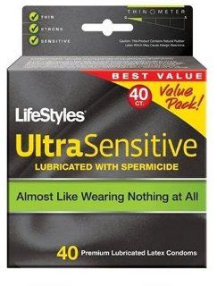 LifeStyles Ultra Sensitive Condoms, with Spermicidal Lubricant, 40 Count Boxes Health & Personal Care