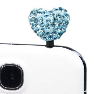ivencase Skyblue Love Heart Crystal Anti dust Plug Stopper Earphone Jack 3.5mm for iPhone 3 4 5 /HTC / Samsung + One phone sticker + One "ivencase" Anti dust Plug Stopper Cell Phones & Accessories