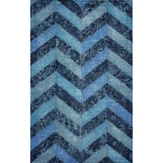 Nuloom Handmade Overdyedmodern Blue Wool Chevron Rug (5 X 8)