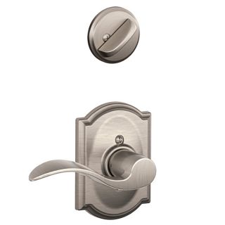 Schlage 1 3/8 in to 1 3/4 in Satin Nickel Decorative Single Cylinder Lever Entry Door Interior Handles