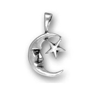 Sterling Silver Moon with Star Charm with Split Ring #4186