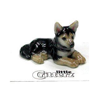 GERMAN SHEPHERD Black/Tan Puppy Dog Lays "Tracker" New Figurine MINIATURE Porcelain LITTLE CRITTERZ LC803   Collectible Figurines