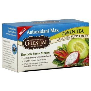 Celestial Tea Antioxident Max Green Tea   Dragon Fruit Melon, 20 Count (Pack of 6)  Grocery & Gourmet Food