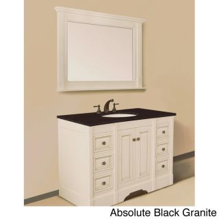 Legion Furniture Natural Granite Top 48 inch Single Sink Ivory Antiqued Bathroom Vanity With Matching Wall Mirror Black Size Single Vanities