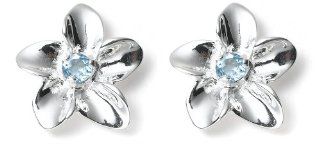 Sterling Silver And Blue Topaz Flower Earrings By Zina Jewelry