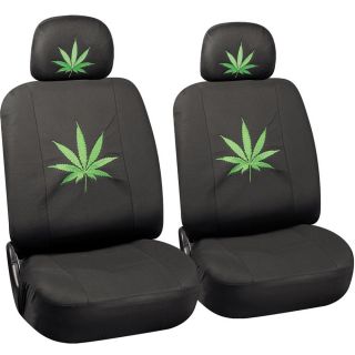 Oxgord Green Cannabis Leaf 6 piece Seat Cover Set