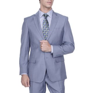 Mens Modern Fit Blue Herringbone Stripe 2 button Suit
