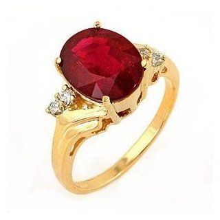 4.0 Ct Natural Ruby and Diamonds Ring 14k Gold Bands Jewelry