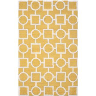 Safavieh Handmade Geometric pattern Moroccan Cambridge Gold/ Ivory Wool Rug (8 X 10)