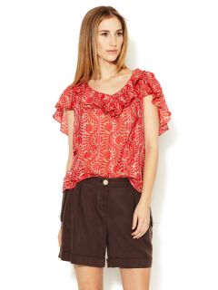 Printed Butterfly Sleeve Top by Milly