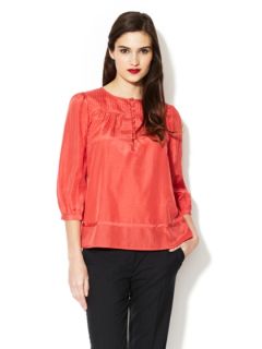 Silk Cotton Pintucked Blouse by Moncollet