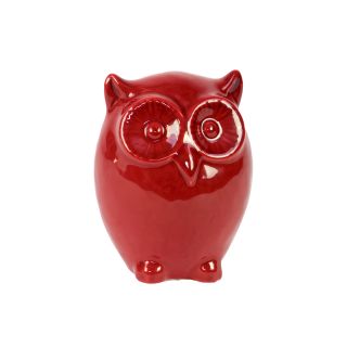 Large Red Ceramic Owl