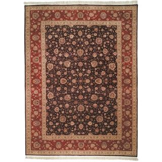 Safavieh Hand knotted Tabriz Floral Palm/ Burgundy Wool/ Silk Rug (8 X 10)