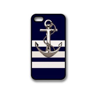 CellPowerCasesTM Navy Stripes Anchor iPhone 4 Case   Fits iPhone 4 & iPhone 4S(Flat Back) Cell Phones & Accessories
