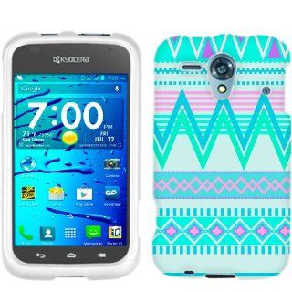 Kyocera Hydro Edge Aztech Andes Tribal White and Teal Pattern Phone Case Cover Cell Phones & Accessories
