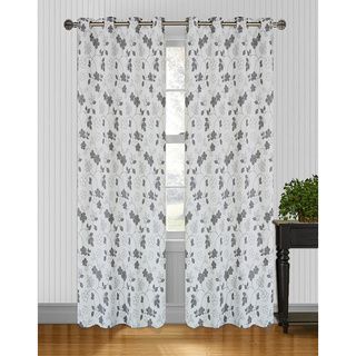 Marigold Floral Steel Grey Jacquard 95 Inch Curtain Panel Pair