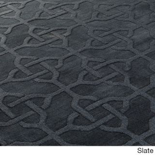 Hand loomed Troy Casual Solid Tone Geometric Wool Area Rug (33 X 53)