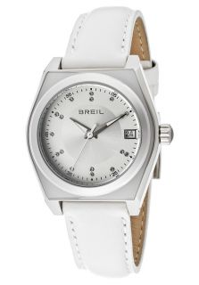 Breil TW0931  Watches,Womens Escape White Swarovski Crystal Silver Dial White Genuine Leather, Casual Breil Quartz Watches