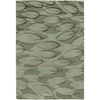 Hand knotted Impressions Leaf Sage/ Silver Wool Rug (8 X 10)
