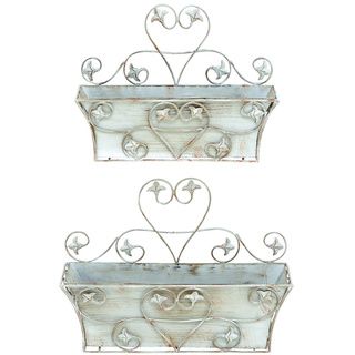 Classic Metal Wall Planter With Rustic Finish   Set Of 2