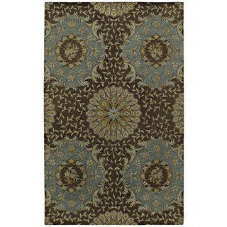 St. Joseph Chocolate Brown Damask Hand tufted Wool Rug (80 X 100)