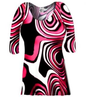 Sanctuarie Designs Women's Geometric Print 3/4" Sleeves Plus Size Supersize Slinky Tunic Top 9x Black/pink/white