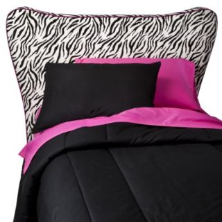 Zebra Headboard with Pink Piping