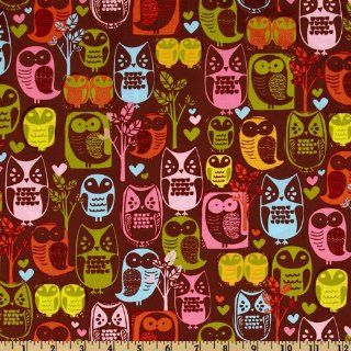 44'' Wide Woodlands Owls Woodstock Brown Fabric By The Yard