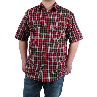 Case Ih Case Ih Signature Mens Red Plaid Short Sleeve Button Down Red Size M