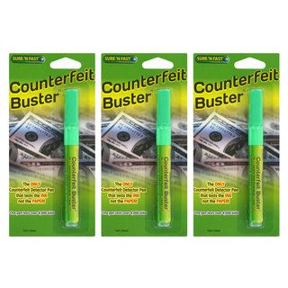 Sure N Fast Counterfeit Bill Buster Detector Pen (set Of 3)