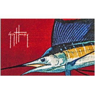 Hand tufted Guy Harvey Sailfish Red Accent Rug (25 X 16)