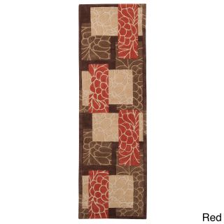 Hand tufted Floral Contemporary Red/ Blue Runner Rug (26 X 8)