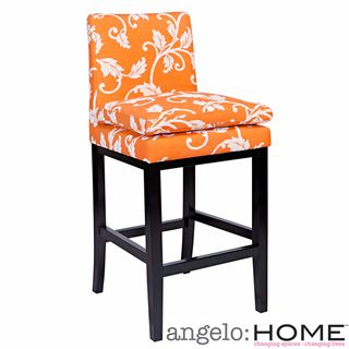 Angelohome Marnie Pumpkin Blossom Upholstered 29 inch Bar Stool