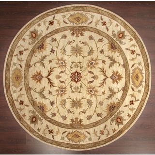 Hand knotted Ziegler Beige Vegetable Dyes Wool Rug (6 Round)