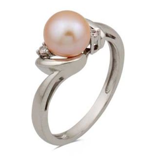 0mm Pink Cultured Freshwater Pearl and Lab Created White Sapphire