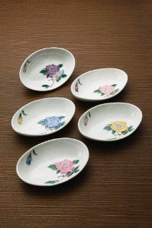 KUTANI YAKI(ware) KOBACHI(Small bowl) set GOSASIBARA(5color Rose) (Made in JAPAN) with zenjapanstyle original teaspoon Kitchen & Dining