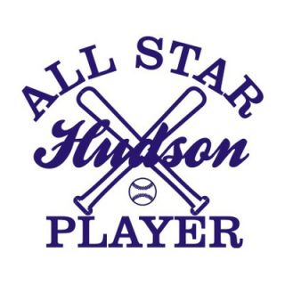 Alphabet Garden Designs Personalized All Star Player Wall Decal sport050